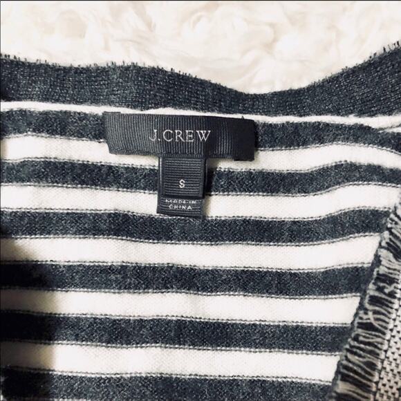 J. CREW Black White Striped Harlow Cardigan Cardi Sweater Button Tweed Trim S - Picture 6 of 7